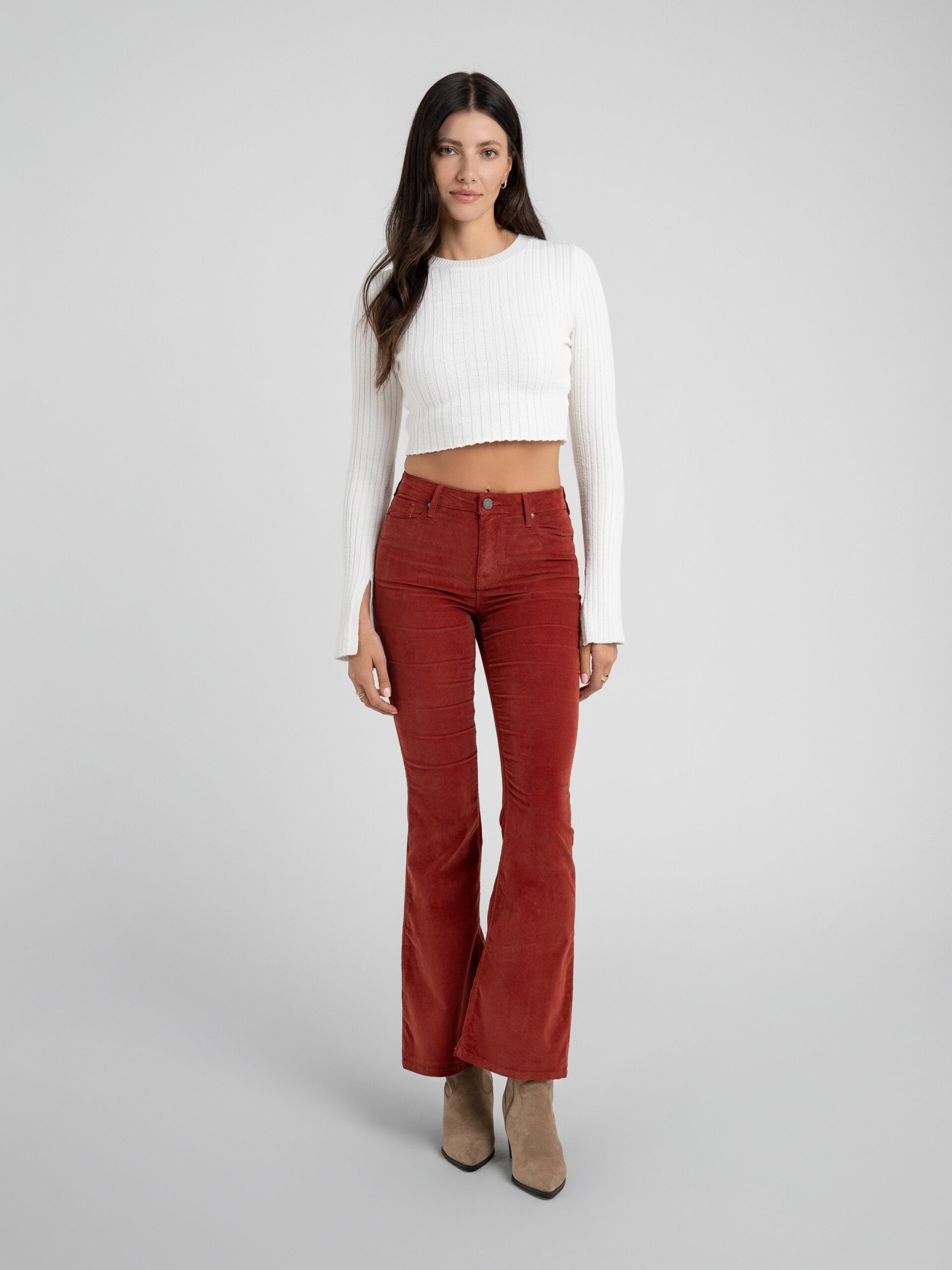 Bombshell Bell Corduroy in Burnt Red