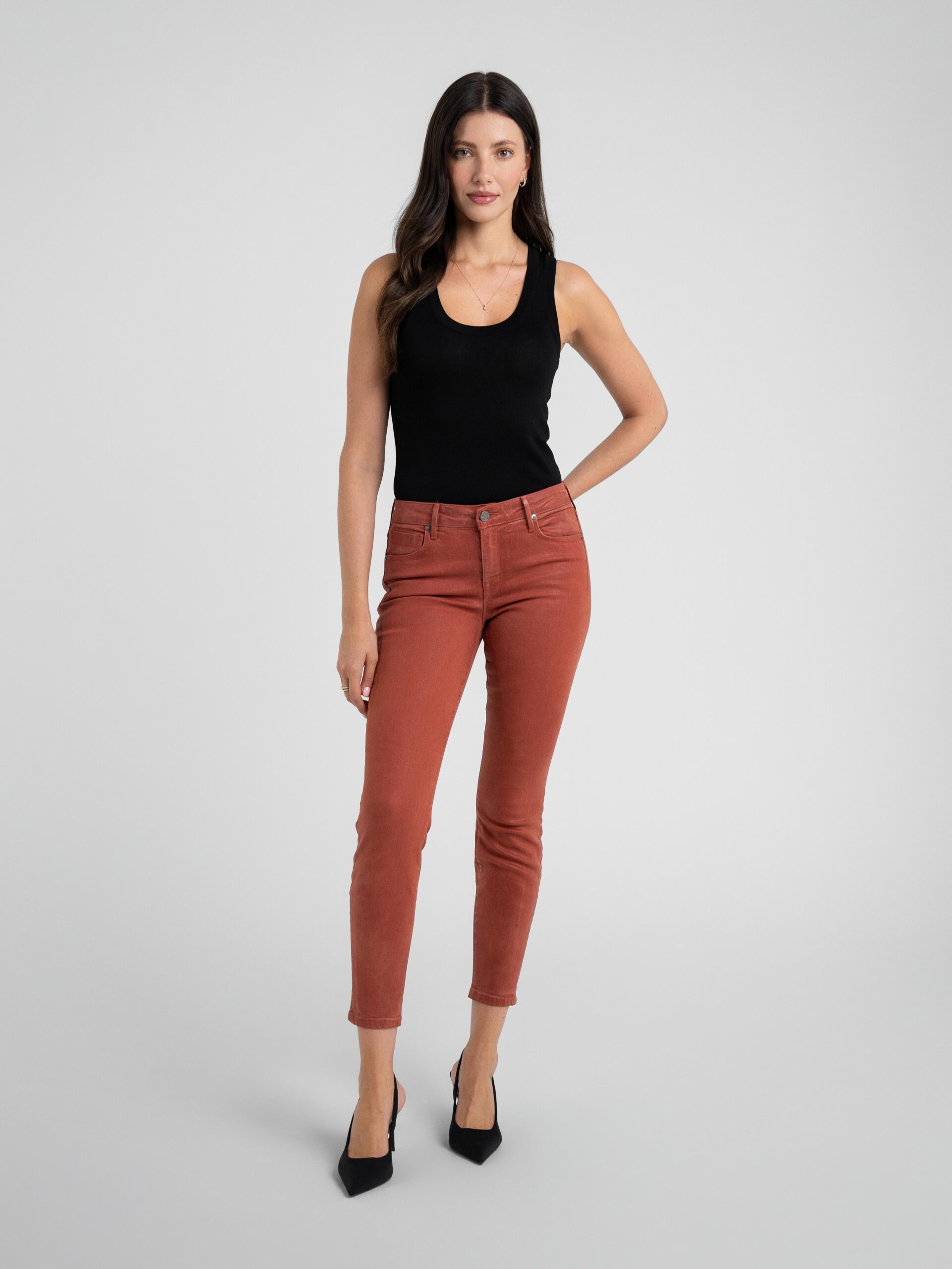 Bowery Skinny in Slick Burnt Red