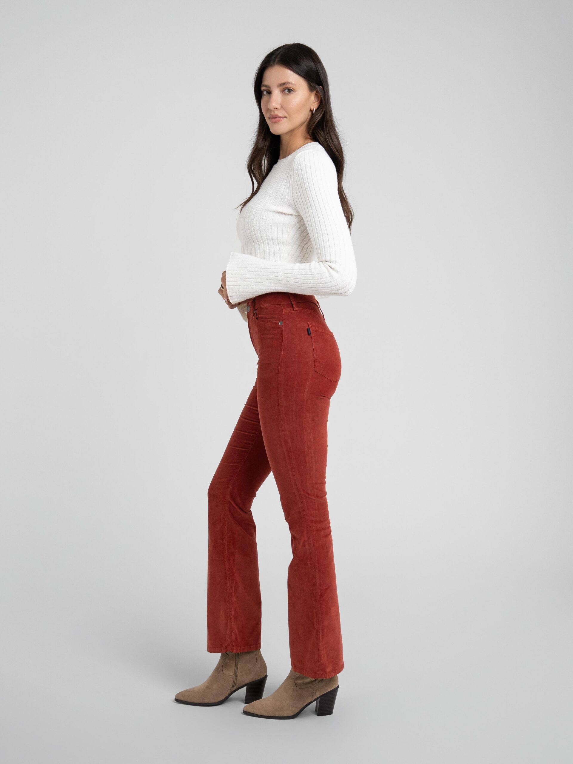 Bombshell Bell Corduroy in Burnt Red