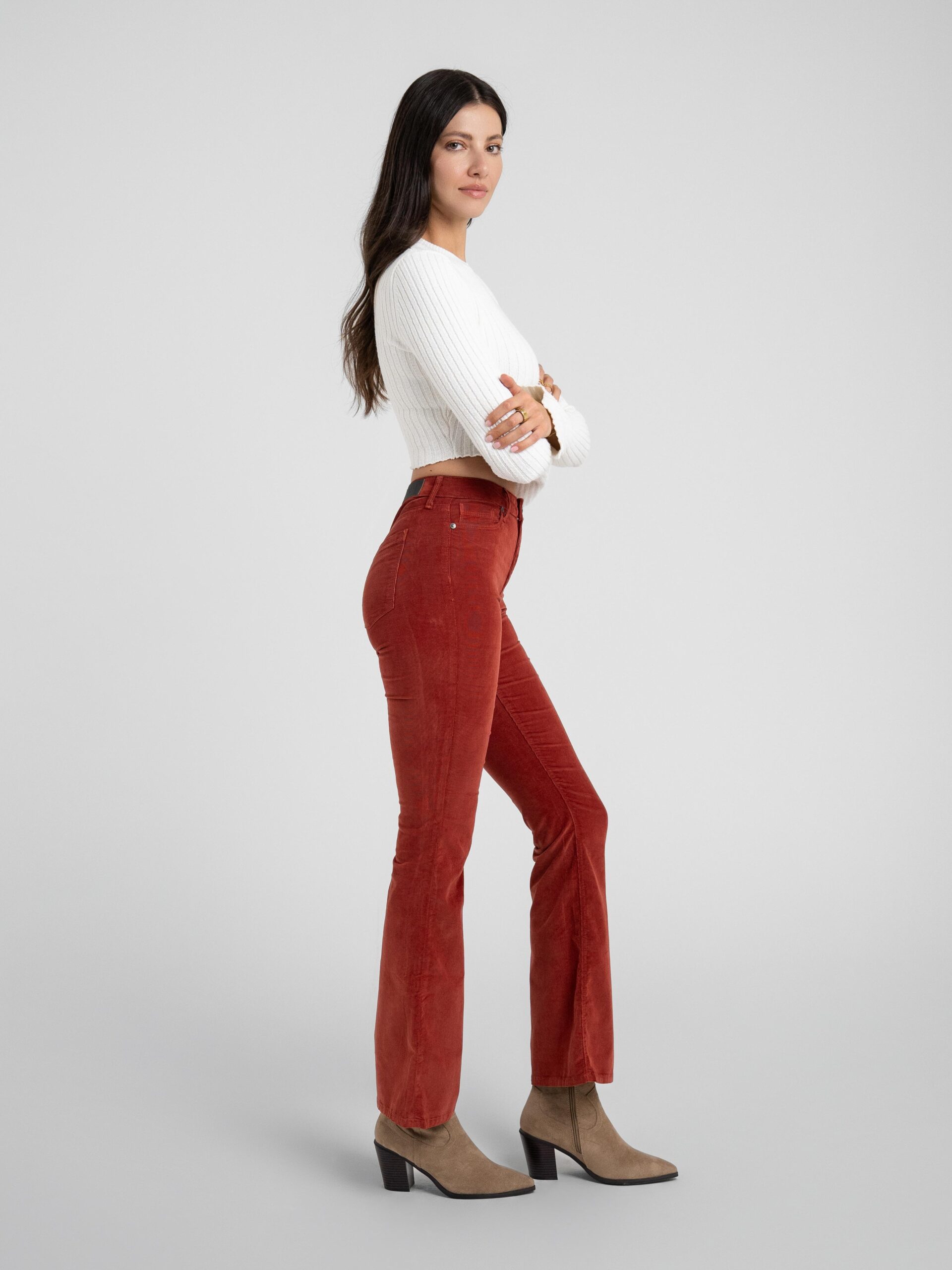 Bombshell Bell Corduroy in Burnt Red