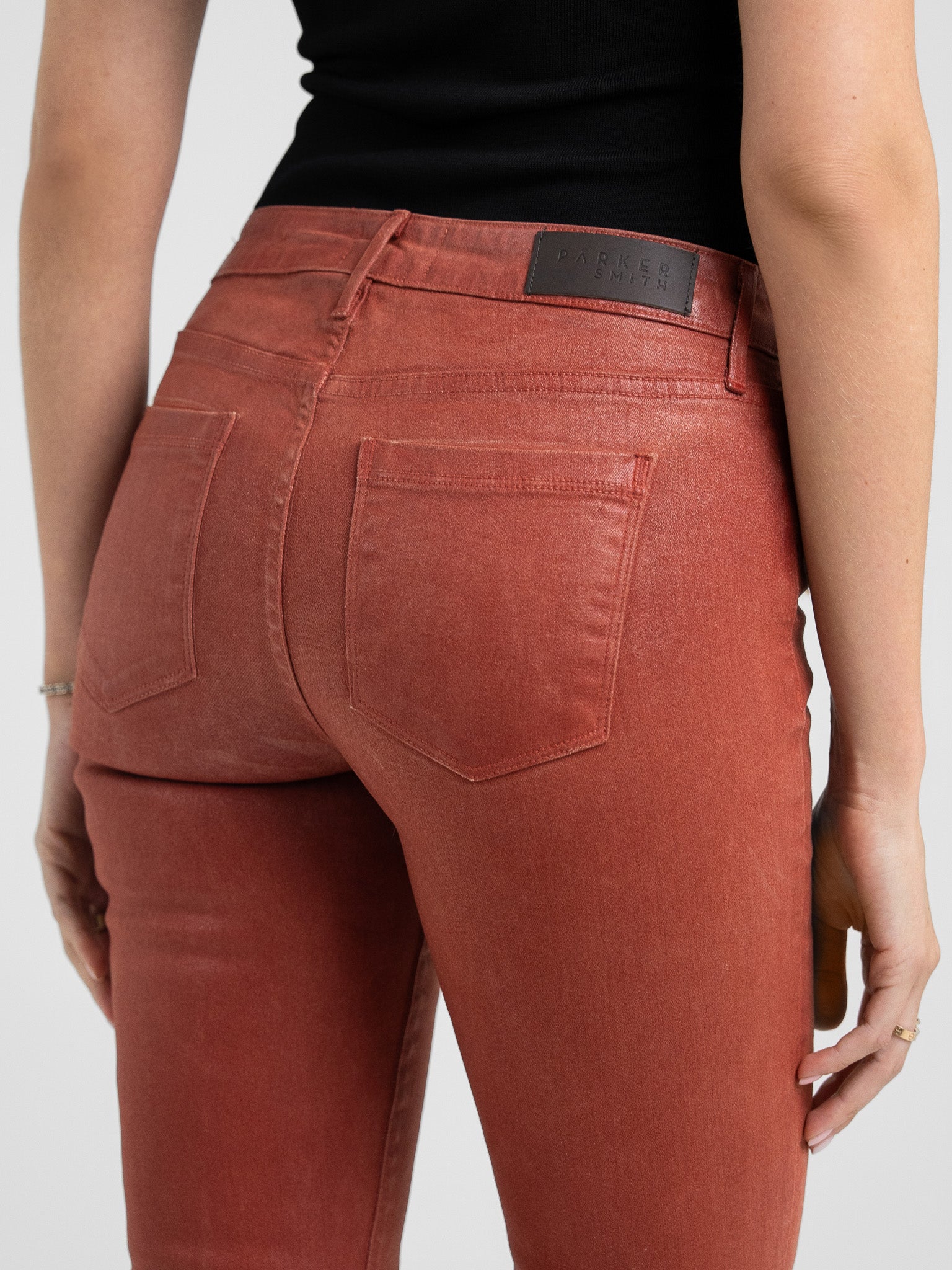 Bowery Skinny in Slick Burnt Red