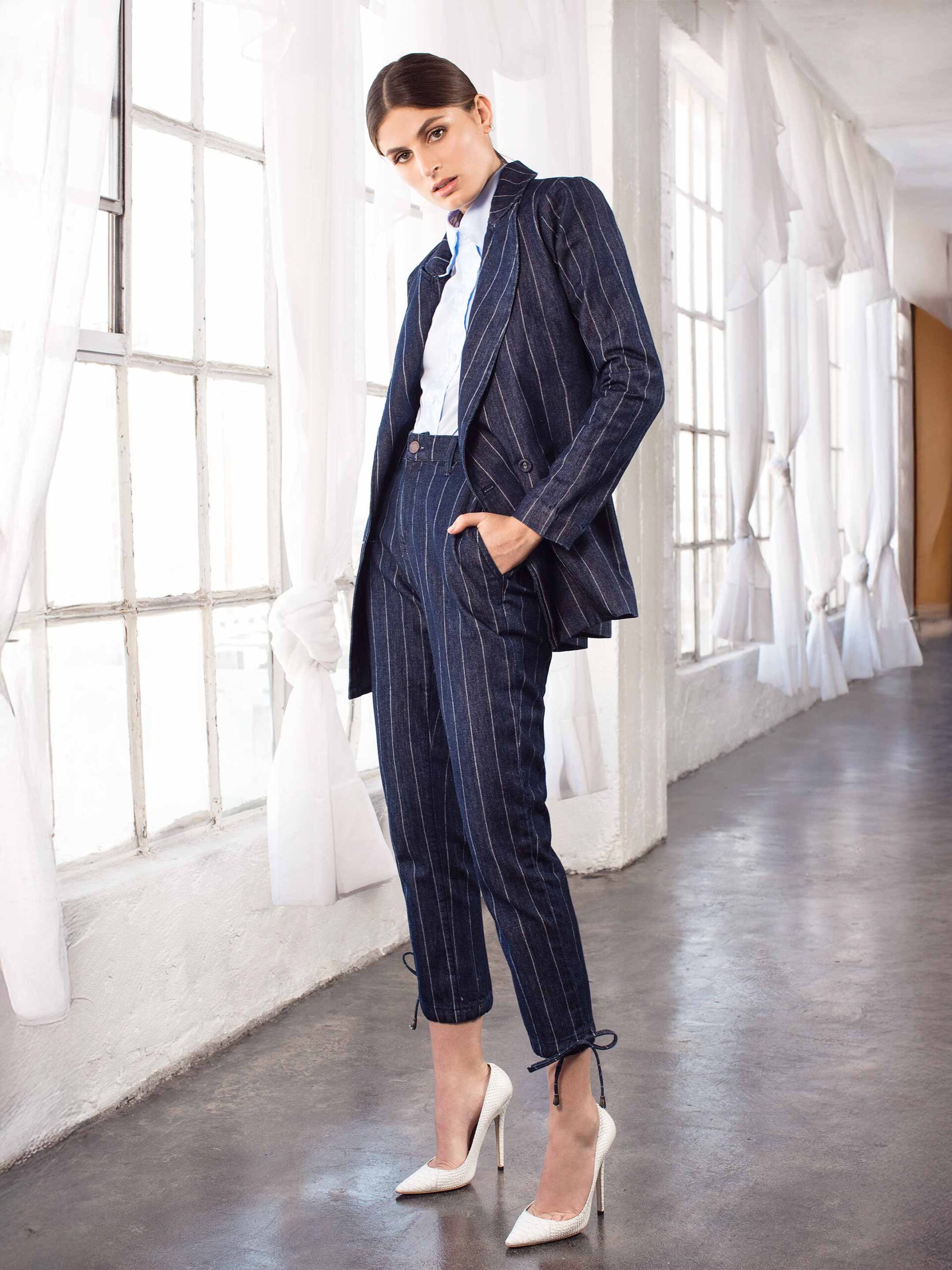 Tori Crop Trouser Pinstripe