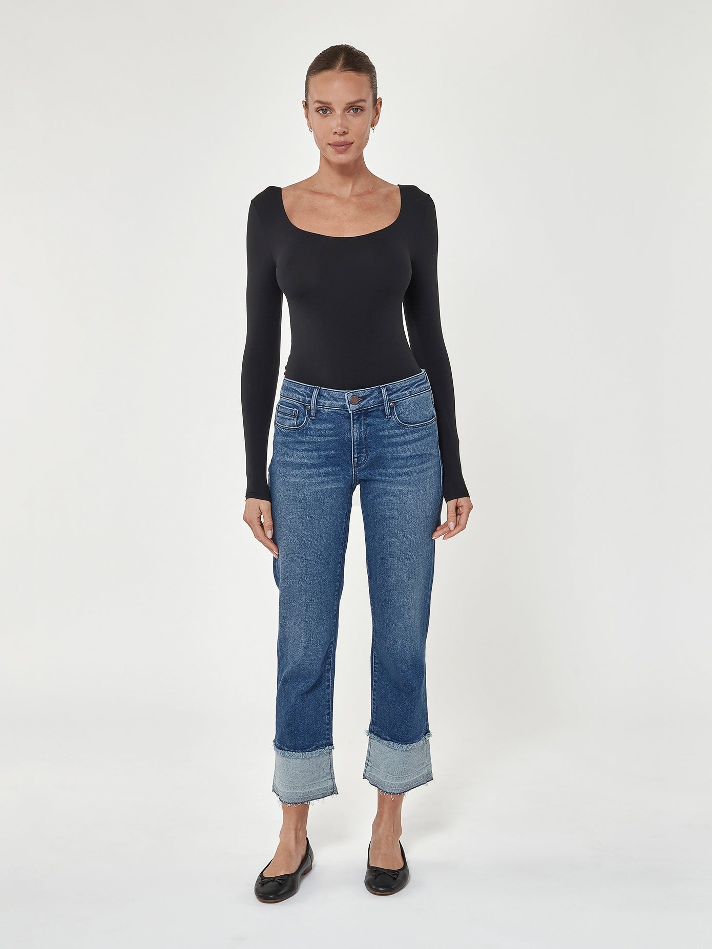 Bowery Crop Straight w/Raw Cuff in Isla