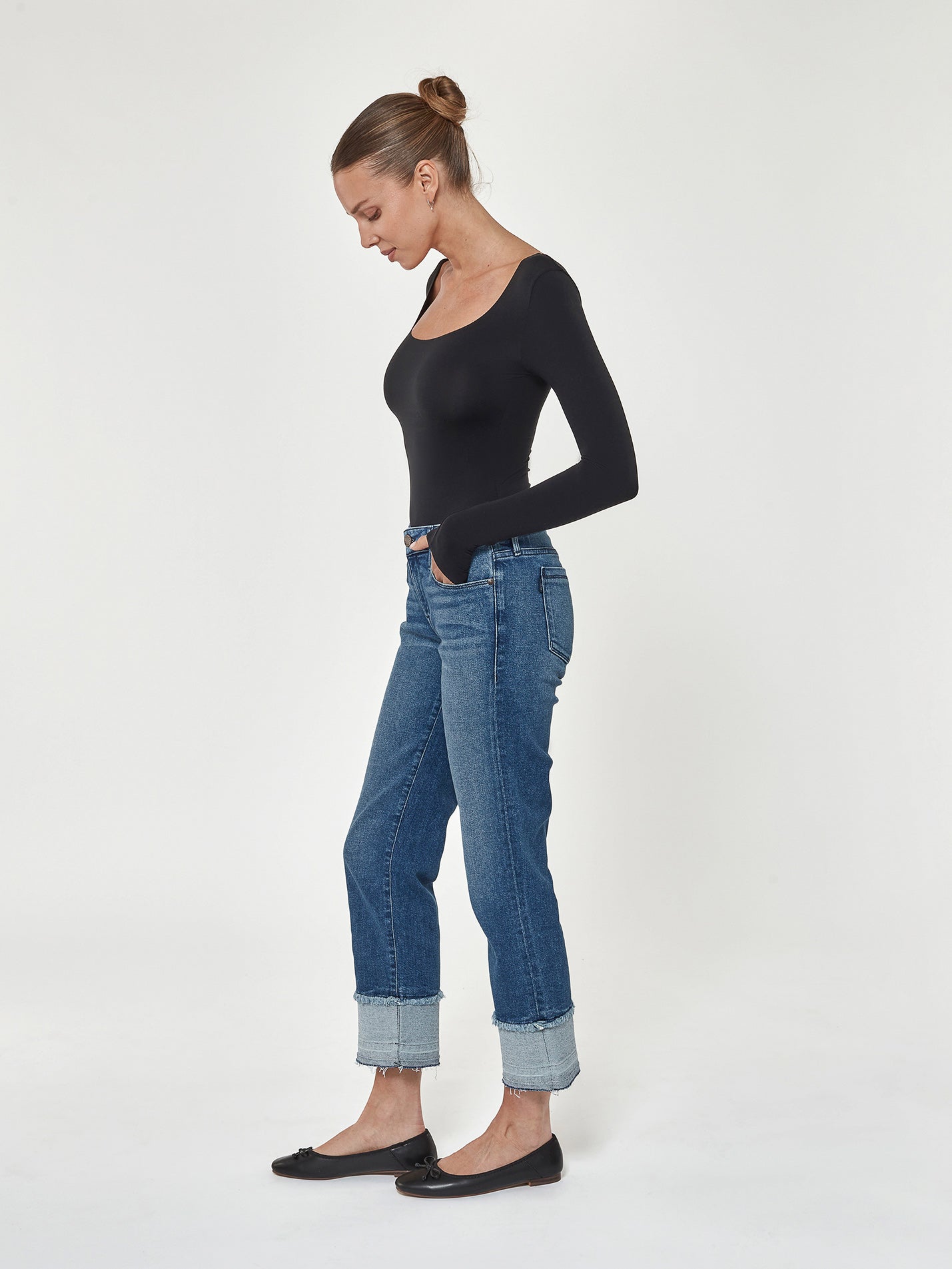 Bowery Crop Straight w/Raw Cuff in Isla