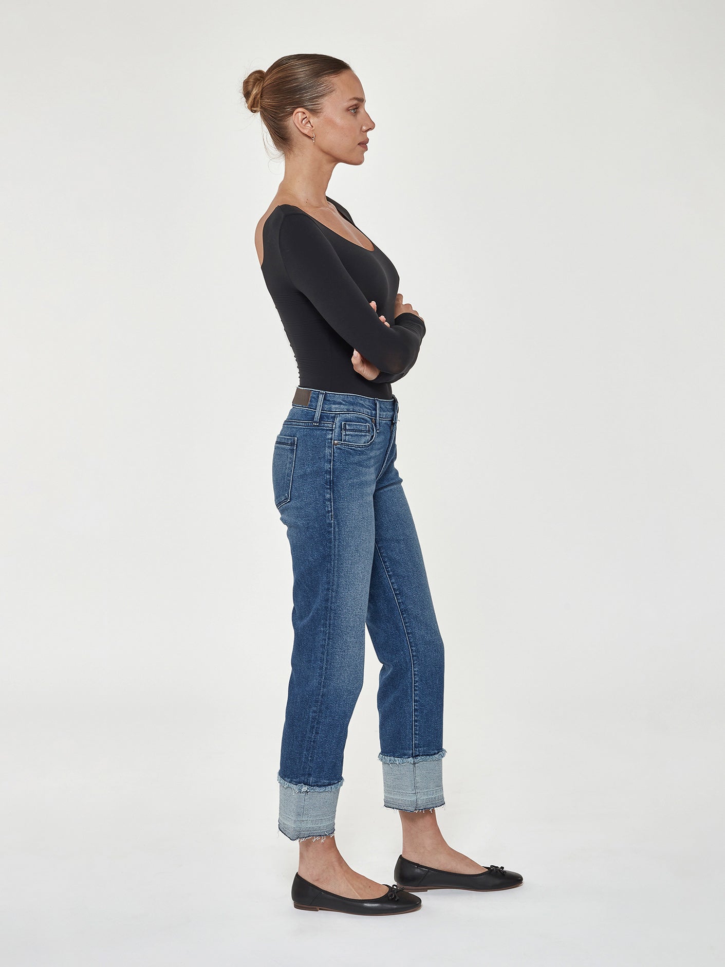 Bowery Crop Straight w/Raw Cuff in Isla