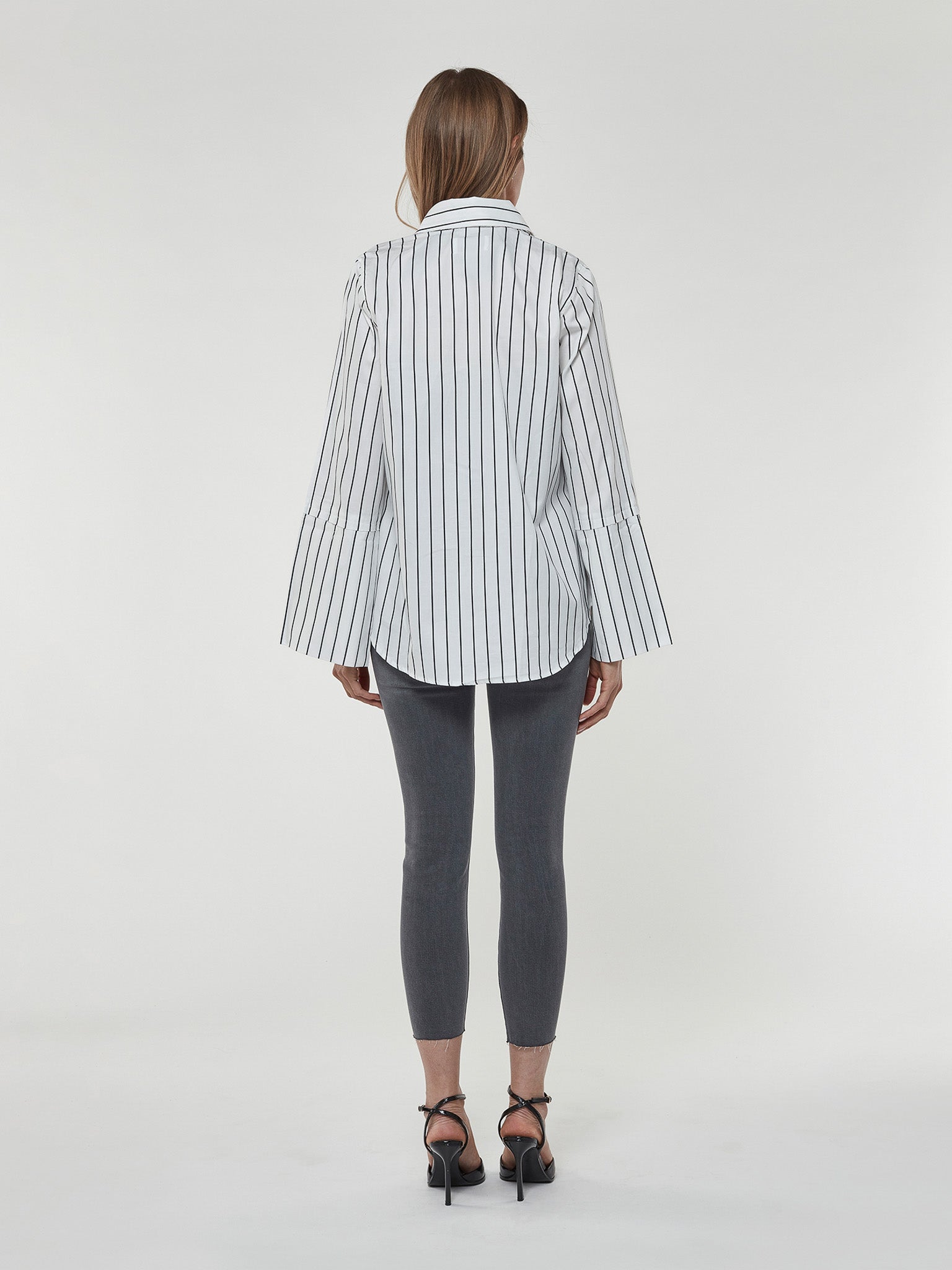 Split Sleeve Blouse in Black and White