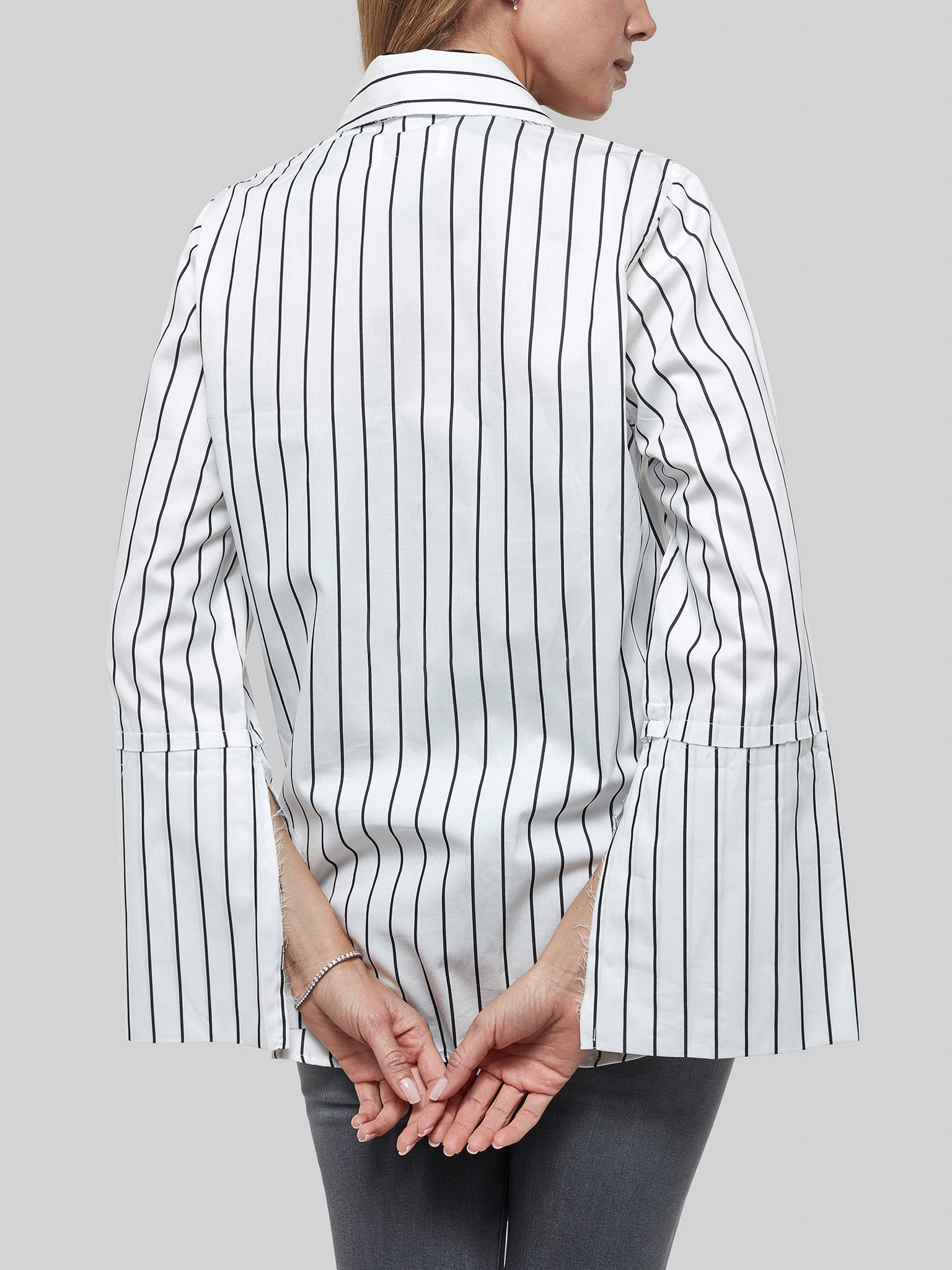 Split Sleeve Blouse in Black and White